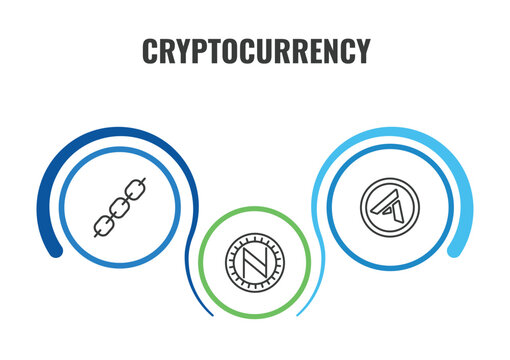 cryptocurrency outline icon set. thin line chains, , icons. editable