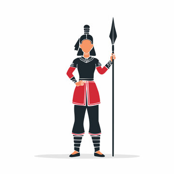 Illustration of a Warrior Woman with Spear