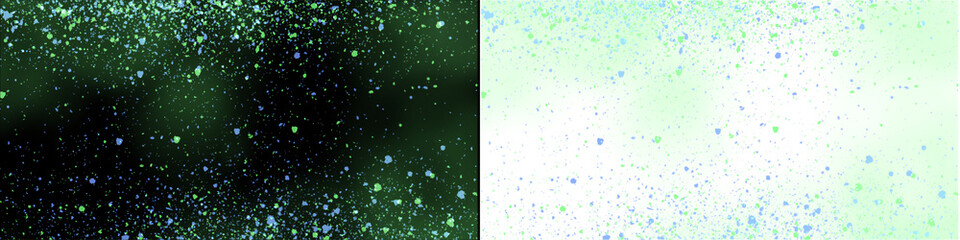 Green magic dust particles on black and transparent split screen showing emerald sparkling bio effect layer. © MatStudio