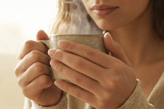 A Woman Holding a Cup of Coffee