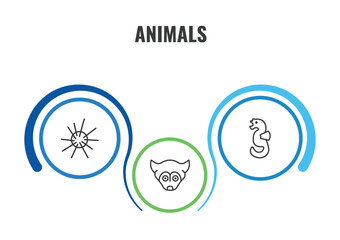 animals outline icon set. thin line sea urchin, seahorse, siberian husky icons. editable vector © Farahim