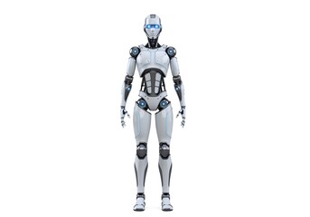 Fototapeta premium Humanoid robot isolated on white background modern AI concept.