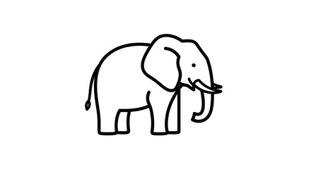 Fototapeta premium Simple elephant outline icon for minimal design