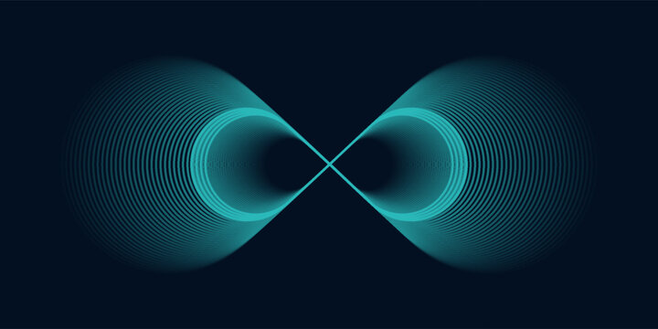Abstract background with blue glowing lines in infinity pattern. Abstract futuristic technology concept. Vector illustration