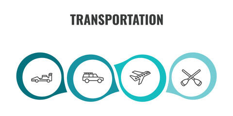 Obraz premium transportation outline icon set. thin line formula 1, off road, air transport, rowing icons. editable vector