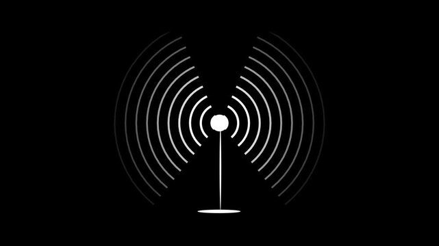 Aerial footage of Cellular antenna Emitting Radiation and radio waves Illustration Visualization of radio waves coming out from a Cellular antenna 4k video.