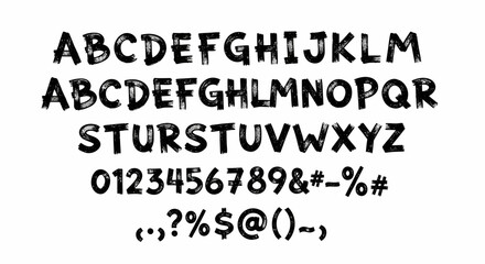 Fototapeta premium Handwritten Alphabet and Numbers with Symbols.