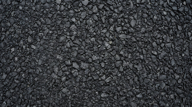 Seamless dark black asphalt texture background with crushed stones and bitumen surface for road construction industrial pavement and infrastructure