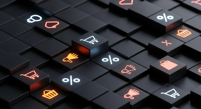 3D digital keyboard interface with glowing icons for online shopping and e-commerce keyboard shopping ecommerce business technology currency internet abstract interface transaction