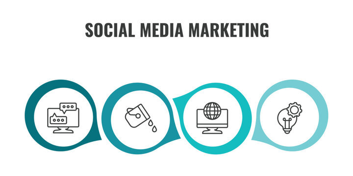 social media marketing outline icon set. thin line flats, fill, digital marketing, development icons. editable vector