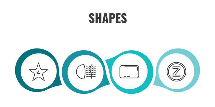 shapes outline icon set. thin line star with number four, fog light, rounded rectangle, z icons. editable vector