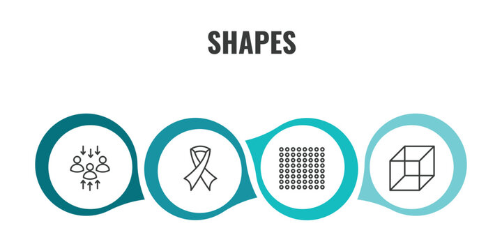 shapes outline icon set. thin line assembly area, , dot square, geometry cube icons. editable vector