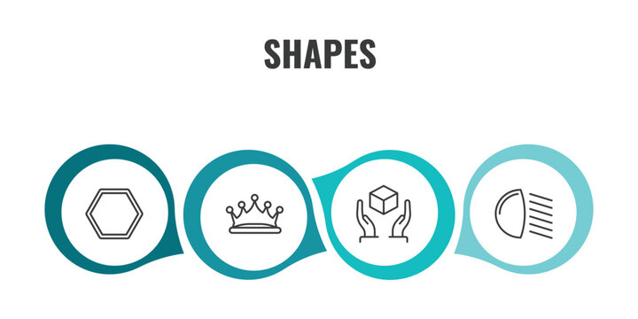 shapes outline icon set. thin line poligon, prince crown, handle with care, low beam icons. editable vector
