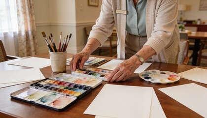 Fototapeta premium Graphic designer selecting colors on tablet in creative workspace