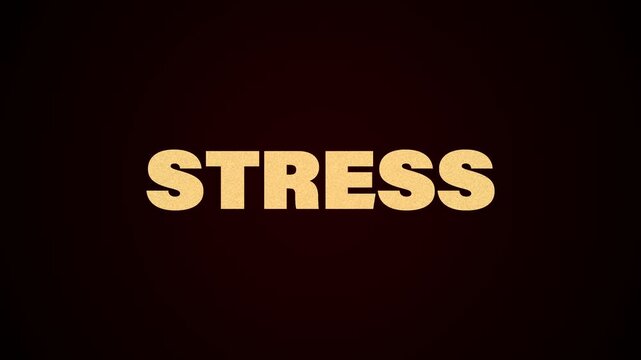 Animated burning Stress text effect representing anxiety, mental pressure, tension, and emotional challenges. Ideal for mental health awareness, psychology content, educational videos, documentaries,