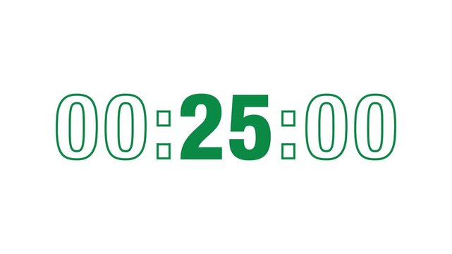 Sporty 30-second countdown timer in bold green type on white, with the seconds in solid fill and minutes and centiseconds in outline, evoking the high-energy aesthetic of premium sports branding.