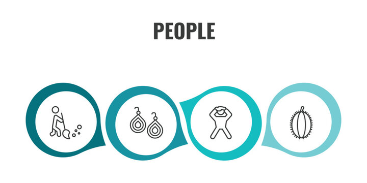 people outline icon set. thin line sweeper working, , pulling hair, costa rica icons. editable vector