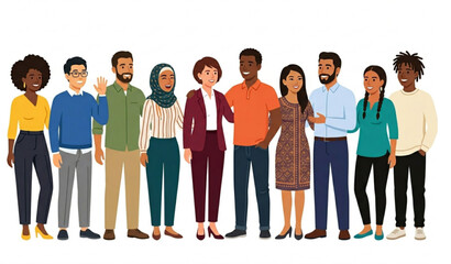 Obraz premium Multicultural Team Unity and Diversity Flat Vector Illustration for Global Cooperation Concept
