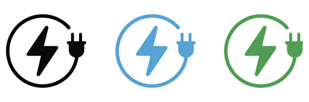 Car Charging Point Icon, Vector Illustration with Green Energy Plug Symbol for Electric and Hybrid Vehicles.