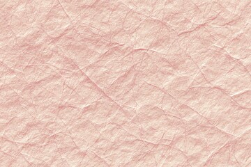Fototapeta premium Crumpled Light Pink Paper Close-Up Creases Folds Organic Pattern, Soft Delicate Texture Background Macro, Graphic Design Art