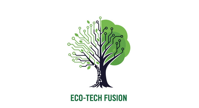 Eco friendly technology fusion logo design.