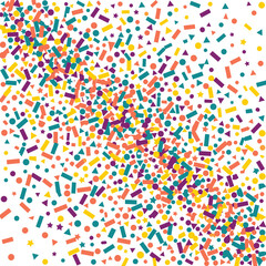 Obraz premium Colorful Confetti Explosion on White Background — Festive Celebration Vector Pattern
