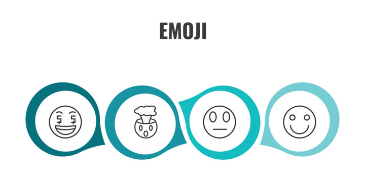 emoji outline icon set. thin line rich emoji, exploding head emoji, suspicious happy icons. editable vector