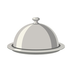 Fototapeta premium Pixel Art Silver Food Cloche on Serving Tray, Fine Dining Cover Illustration