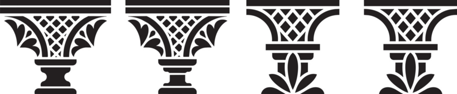 Architectural column ornaments with black vintage vector design