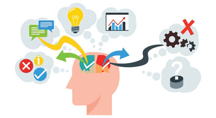 A human head filled with ideas problem solving and creative thought processes © SHYFUL_STUDIO