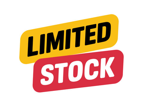 A vector graphic illustration of a limited stock icon with a yellow and red design