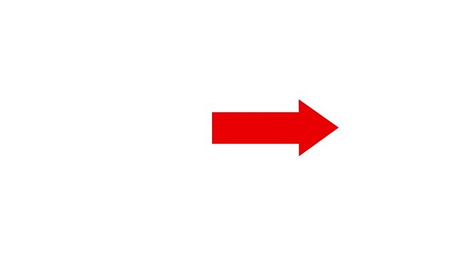 red arrow moving right across white background video directional