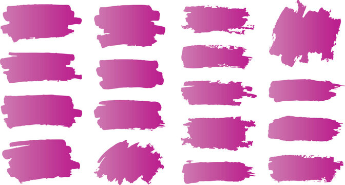 Magenta brush strokes set isolated on white background with ink blot graphic design abstract collection background decorative highlight splatter brushwork painting artistic creative
