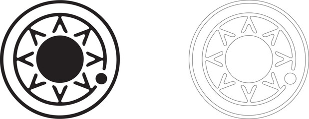 Solar system vector icon, planetary orbit symbol, exoplanet rotation around star, astronomy and cosmic gravity. © PicMag