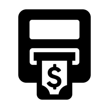 ATM Cash Withdrawal Icon, Automated Teller Machine and Banking Transaction Symbol for Financial Services, Digital Banking and Payment Applications