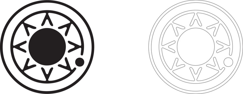 Solar system vector icon, planetary orbit symbol, exoplanet rotation around star, astronomy and cosmic gravity.