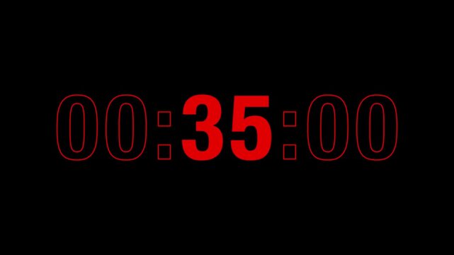 Sporty 40-second countdown timer in bold red type on black, with the seconds in solid fill and minutes and centiseconds in outline, evoking the high-energy aesthetic of premium sports branding.