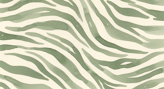 Watercolor animal print elegant sage green zebra stripe pattern