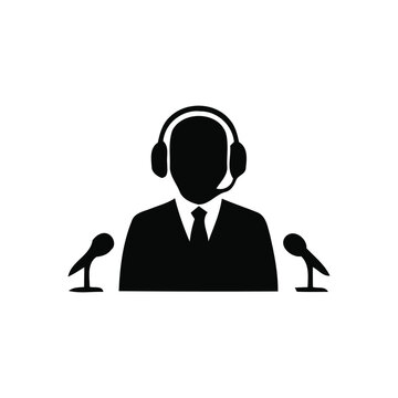 Football commentator broadcasting World Cup match silhouette