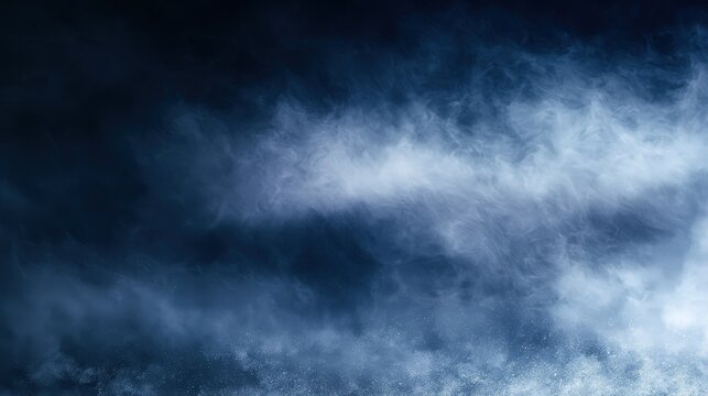 Dark smoke fills the area creating a dense fog effect in an empty surroundings during a nighttime scene