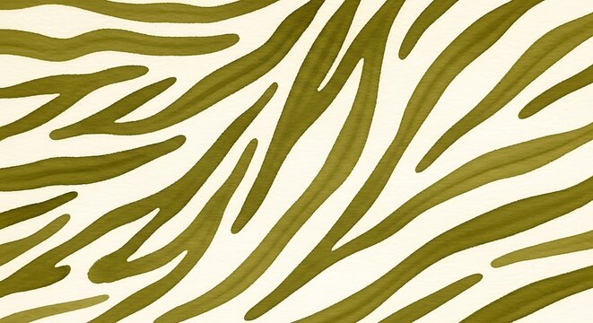 Olive green zebra print pattern on cream background animal skin design