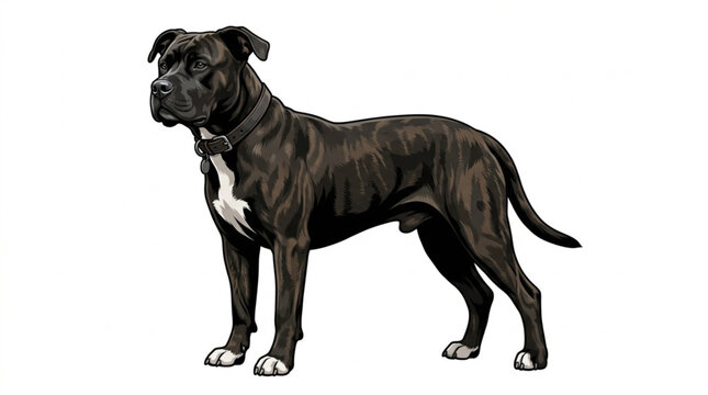 Brindle American Pitbull Terrier Vector Art Profile on White Background