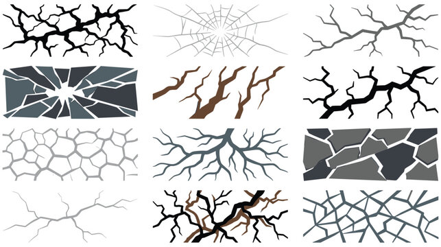 Cracked surface elements collection for design.