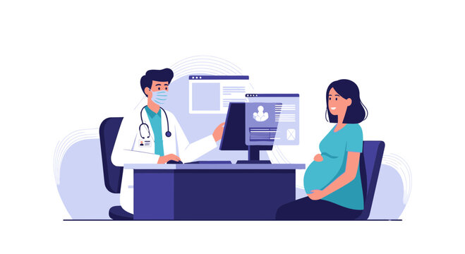 Medical Consultation Demonstrating Fetal Health and Prenatal Care During Pregnancy Online