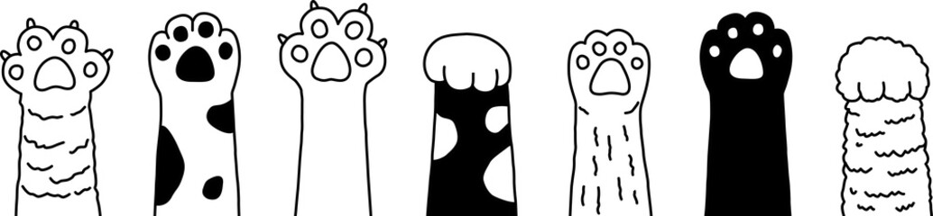 Obraz na płótnie Canvas cat paw footprint cartoon character icon breed calico illustration doodle