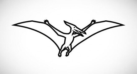 Pterodactyl Flying Silhouette Line Art Drawing. © Dadi