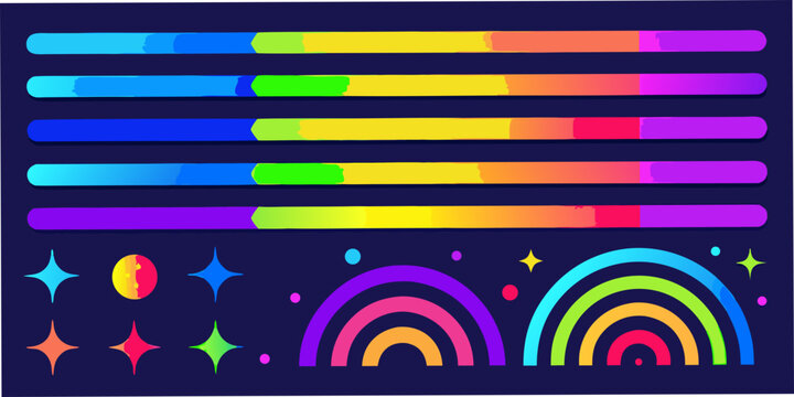 rounded horizontal bars with rainbow colors colorful