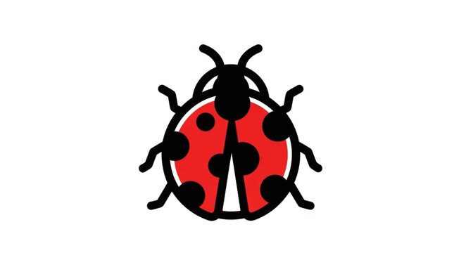 Red ladybug insect with black spots illustration.