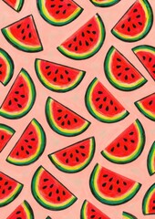 Naklejka premium Vibrant watermelon slices pattern