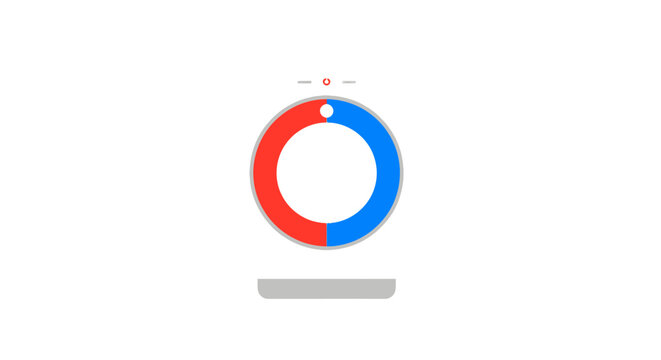 Modern Smart Home Thermostat with Red and Blue Temperature Dial - Minimalist Digital Climate Control Device Isolated on White
